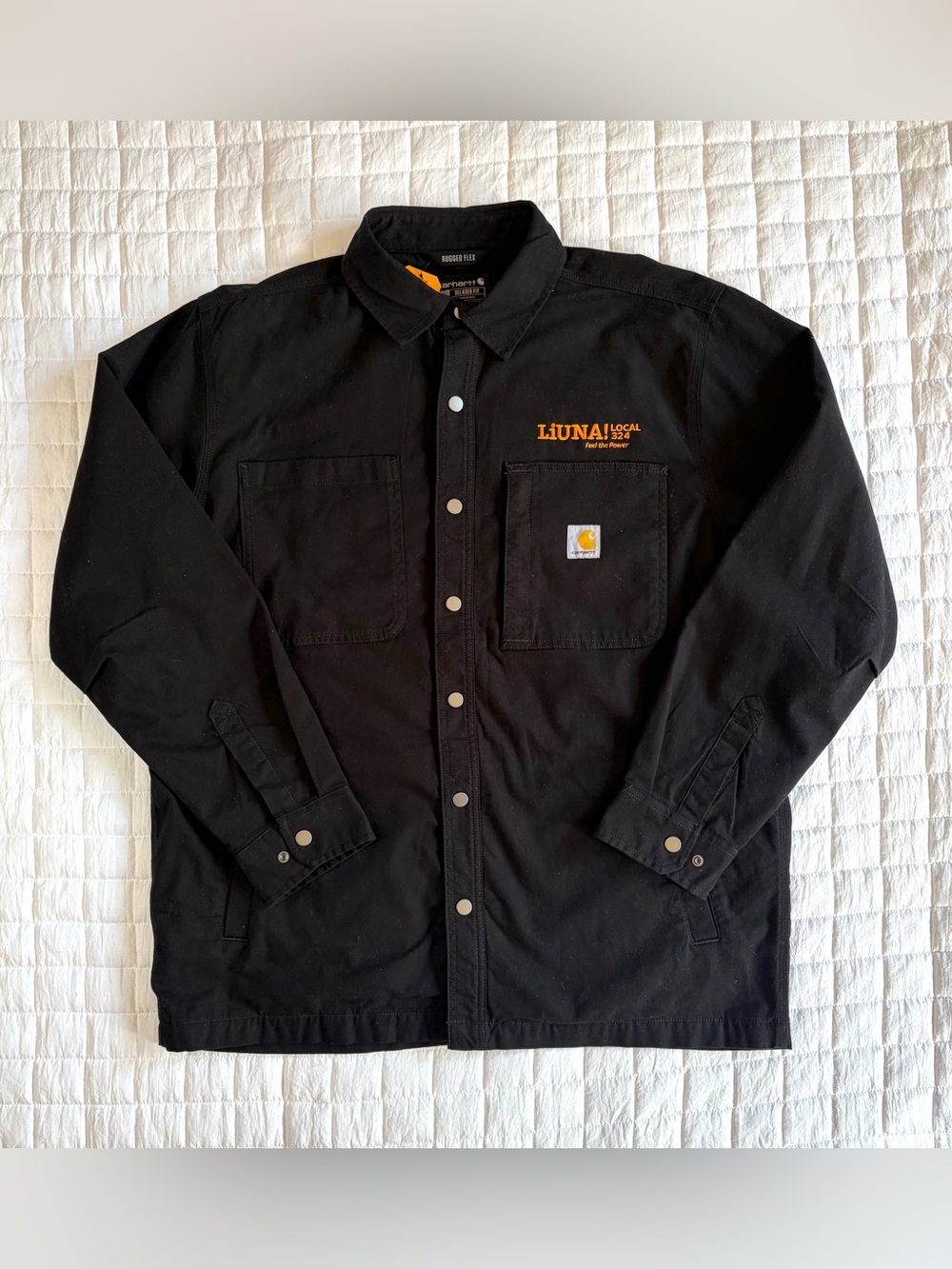 Men's Carhartt NWT Rugged Flex Fleece-Lined Black Button-Up Shirt Jacket Size L